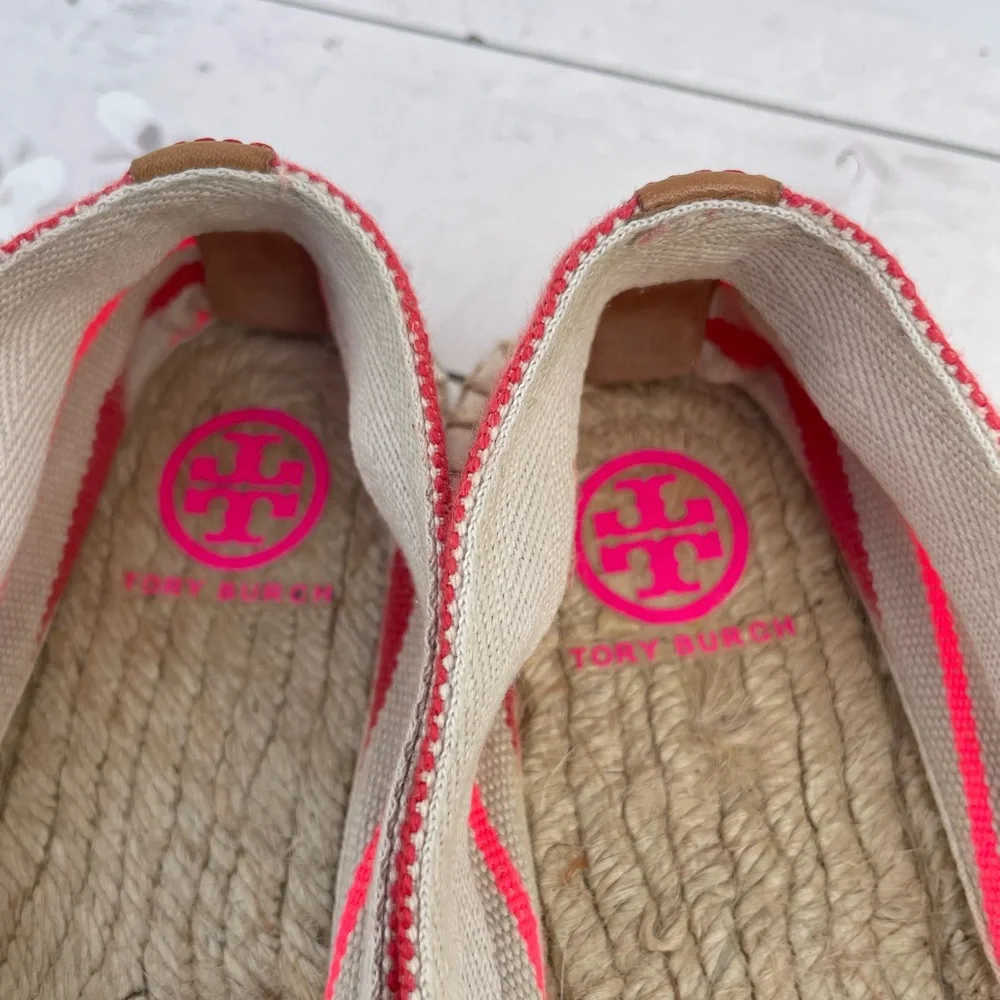Tory Burch Striped Canvas Espadrille in Pink and Red